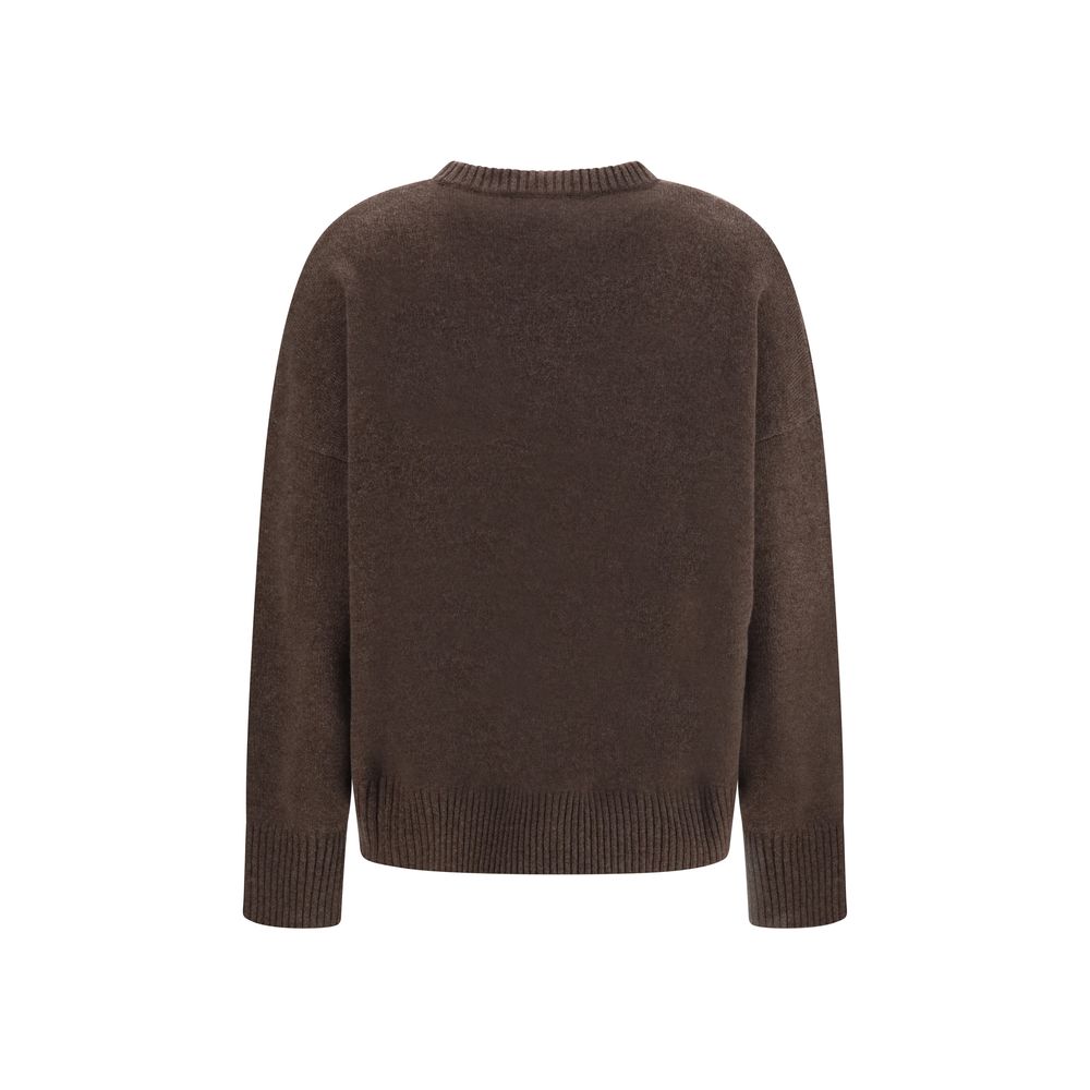 Sweater by Loulou De Saison for women in cashmere & capra leather brown showcases a sumptuous silhouette, artfully finished with a sumptuous crew neckline and for a sophisticated, sumptuous look.