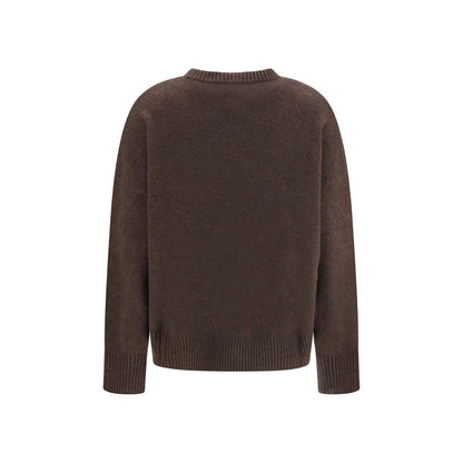 Sweater by Loulou De Saison for women in cashmere & capra leather brown showcases a sumptuous silhouette, artfully finished with a sumptuous crew neckline and for a sophisticated, sumptuous look.