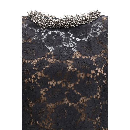 Dress by Self-Portrait for women in polyamide viscose & cotton black features an sultry silhouette defined by a and , falling to an sultry short mini for a sultry look.