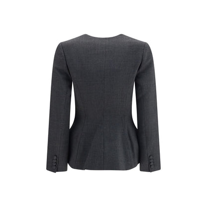 Overcoat by Self-Portrait for women in viscose polyester & polyamide gray & pearl features an voluminous silhouette, showcasing distinct pockets & insulated and a voluminous v-neck neckline for a truly voluminous aesthetic.