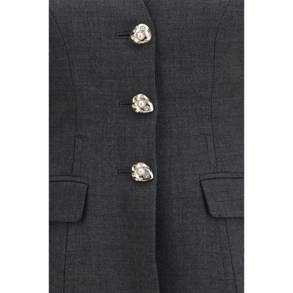 Overcoat by Self-Portrait for women in viscose polyester & polyamide gray & pearl presents a luxurious silhouette, showcasing a luxurious and sophisticated pockets & insulated for a premium, luxurious look.