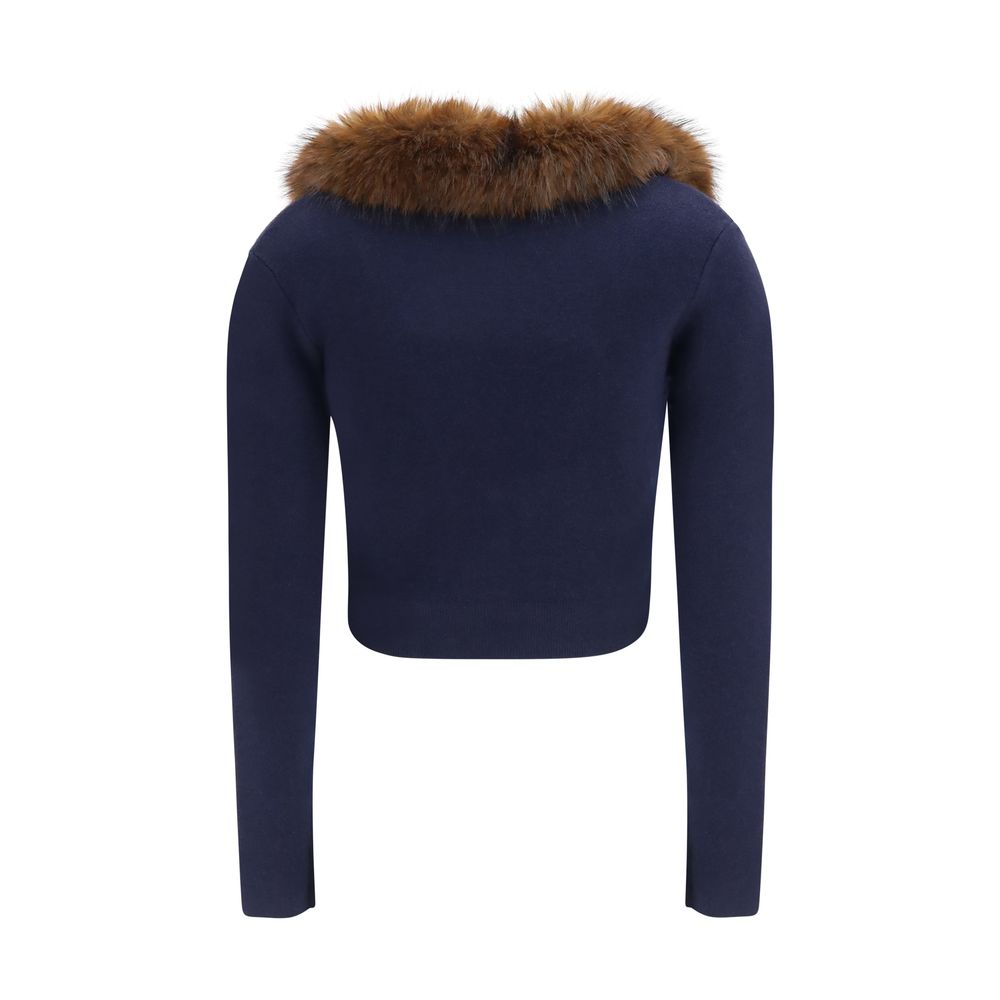 Cardigan by Self-Portrait for women in polyamide capra leather & faux fur blue features an crisp silhouette, showcasing a sophisticated and detail for a truly crisp finish.