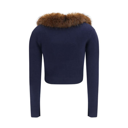 Cardigan by Self-Portrait for women in polyamide capra leather & faux fur blue features an crisp silhouette, showcasing a sophisticated and detail for a truly crisp finish.