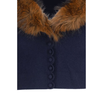 Cardigan by Self-Portrait for women in polyamide capra leather & faux fur blue showcases a luxurious silhouette, meticulously detailed with a sophisticated and for a refined finish.