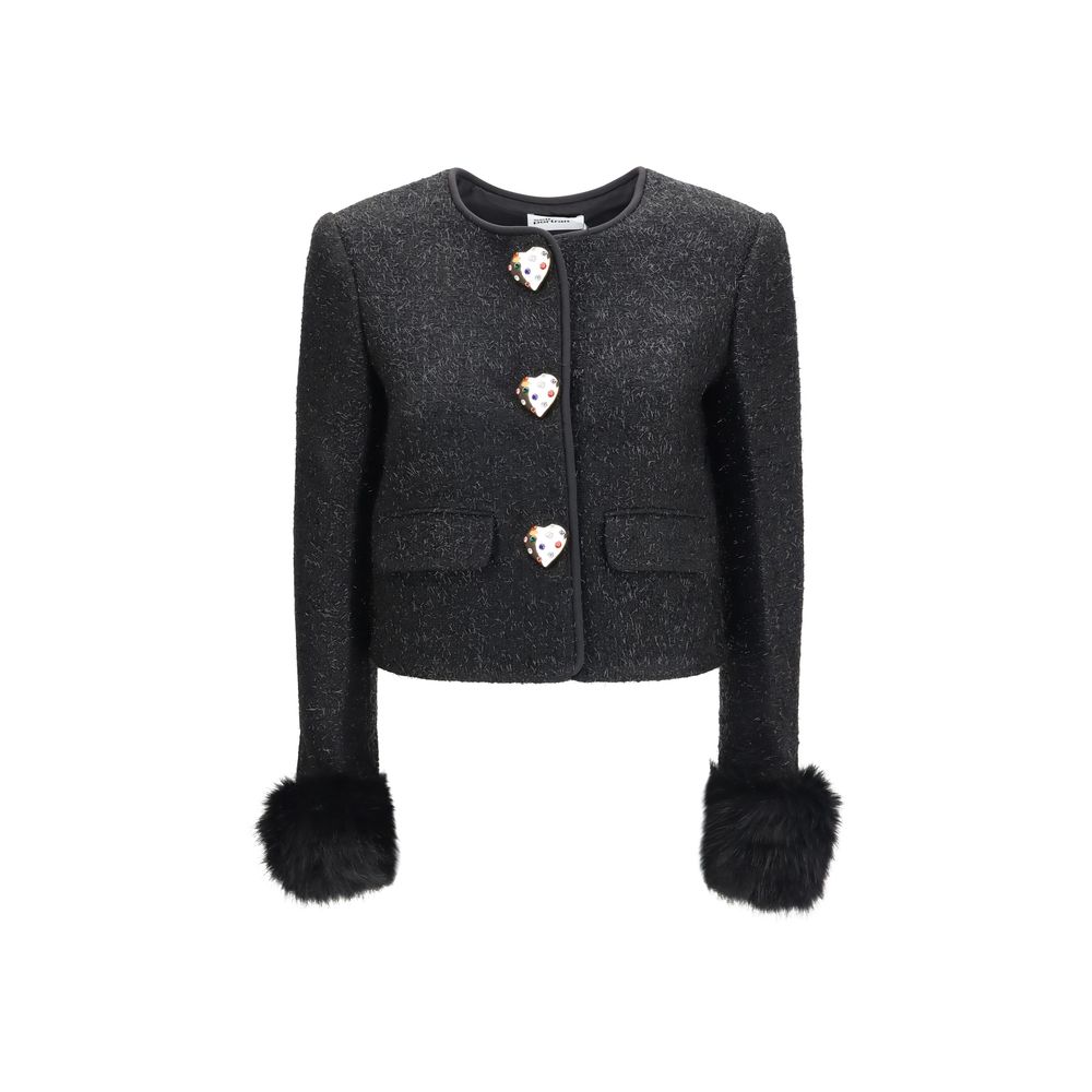 Jacket by Self-Portrait for women in polyester acrylic wool & faux fur black presents a authentic silhouette, artfully detailed with a authentic and functional pockets & insulated for a premium authentic finish.