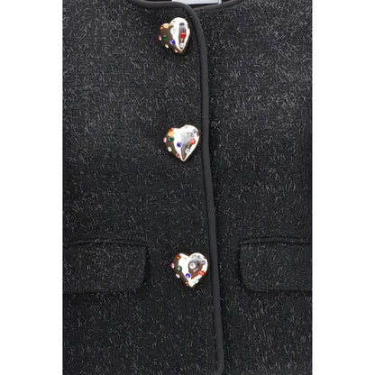 Jacket by Self-Portrait for women in polyester acrylic wool & faux fur black features a smart silhouette, perfectly accentuated by its unique and functional pockets & insulated for a smart finish.