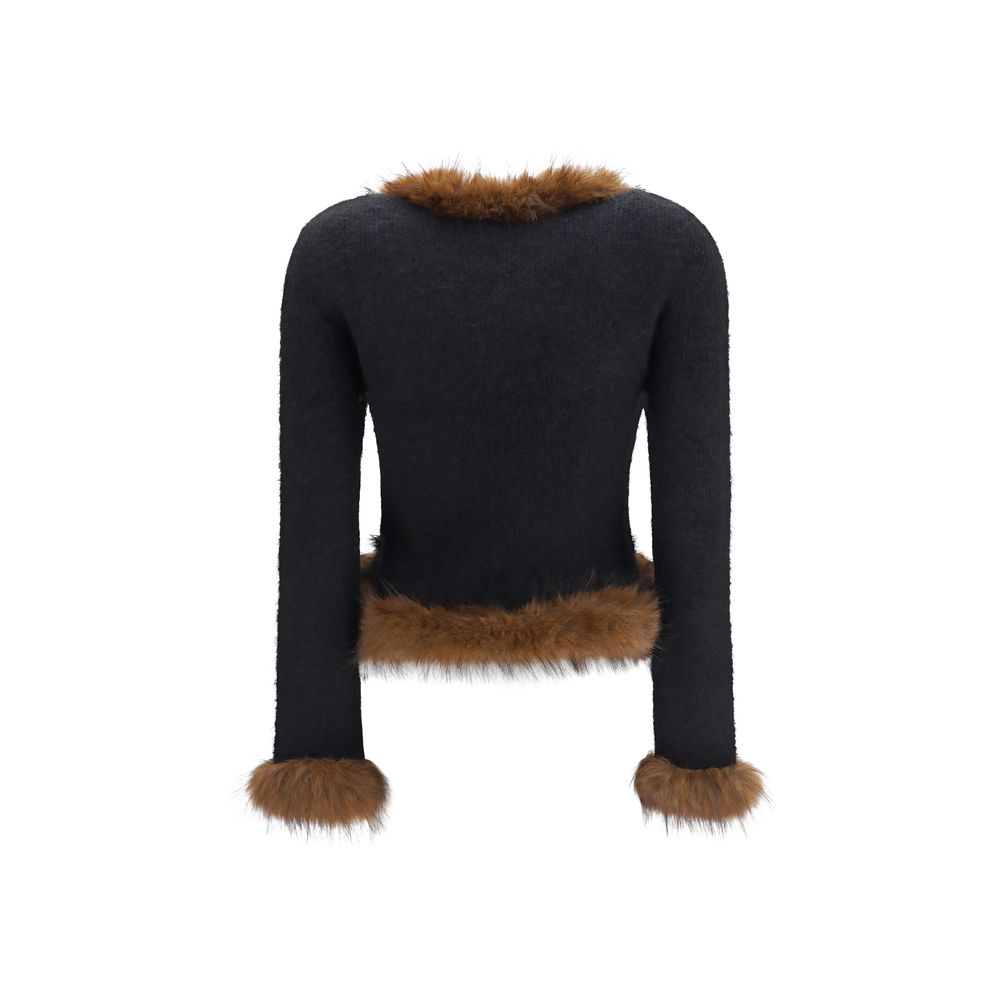 Cardigan by Self-Portrait for women in acrylic alpaca wool polyamide & faux fur blue features a nuanced silhouette with a refined and nuanced detailing for a sophisticated look.