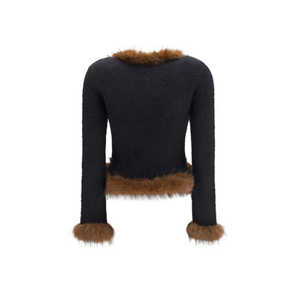 Cardigan by Self-Portrait for women in acrylic alpaca wool polyamide & faux fur blue features a nuanced silhouette with a refined and nuanced detailing for a sophisticated look.