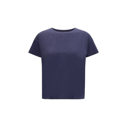 T-Shirt by Loulou De Saison for women in cotton blue & signature showcases a chic silhouette, artfully detailed with a chic crew neckline and short-sleeve for a chic finish.