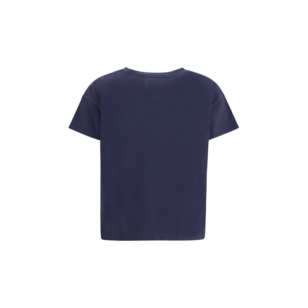 T-Shirt by Loulou De Saison for women in cotton blue & signature features a plush silhouette, showcasing a sophisticated crew neckline and for a truly plush finish.