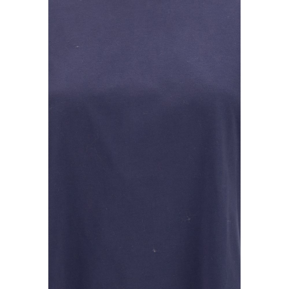 T-Shirt by Loulou De Saison for women in cotton blue & signature showcases a fashionable silhouette, elegantly detailed with a fashionable and crew neckline for a sophisticated, high-fashion look.