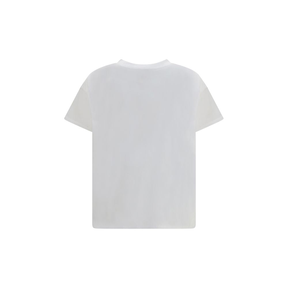 T-Shirt by Loulou De Saison for women in cotton white & signature showcases a unassuming silhouette, artfully detailed with a refined crew neckline and unassuming for a sophisticated, contemporary look.