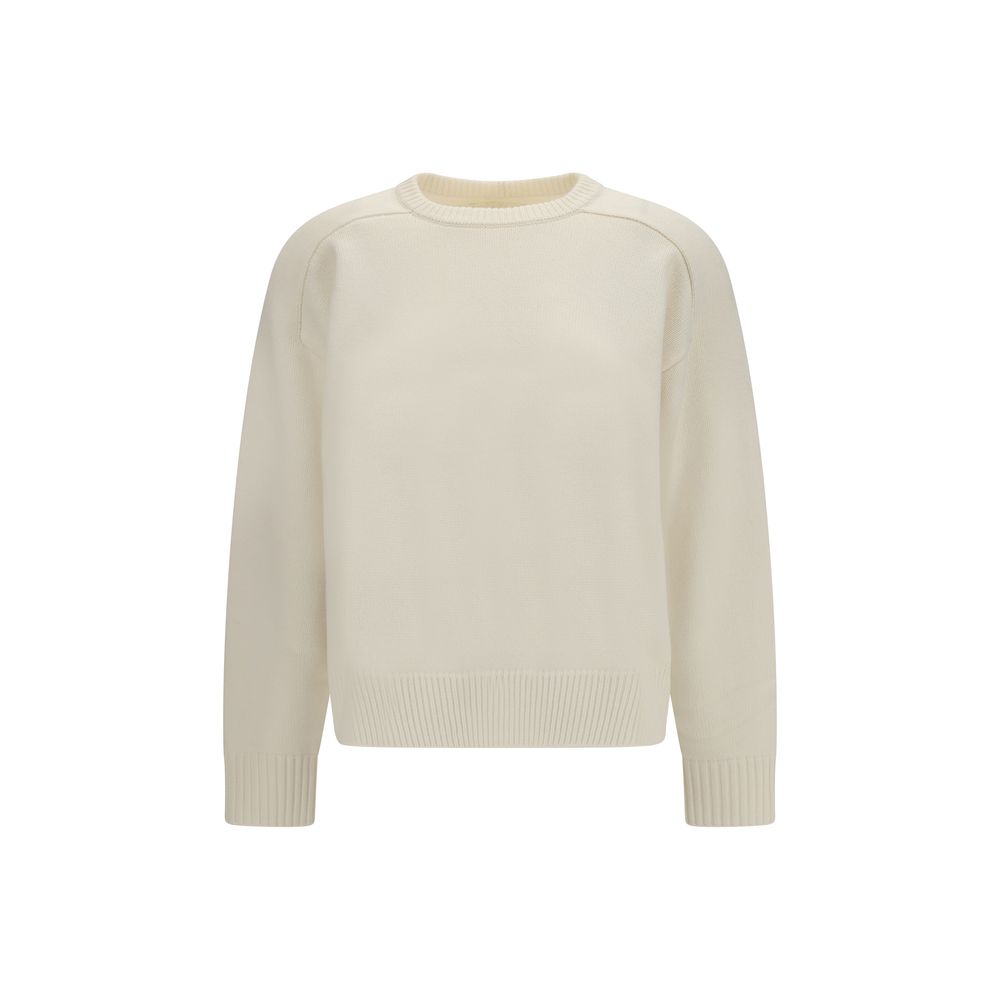 Sweatshirt by Loulou De Saison for women in cashmere merino wool & capra leather white features an magnificent silhouette, showcasing a sophisticated crew neckline and detail for a truly magnificent finish.