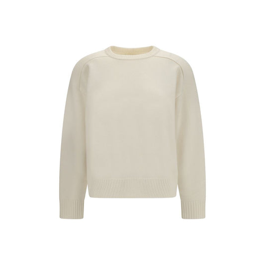 Sweatshirt by Loulou De Saison for women in cashmere merino wool & capra leather white features an magnificent silhouette, showcasing a sophisticated crew neckline and detail for a truly magnificent finish.