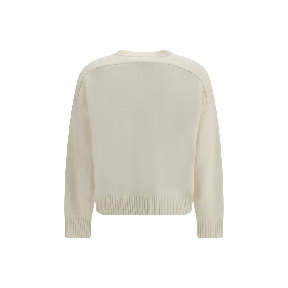 Sweatshirt by Loulou De Saison for women in cashmere merino wool & capra leather white features an enviable silhouette, showcasing a premium and refined crew neckline for a truly enviable finish.