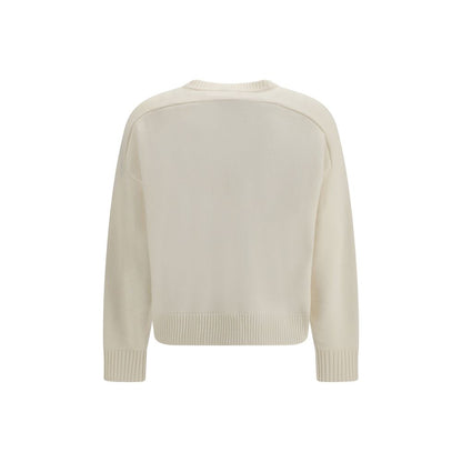 Sweatshirt by Loulou De Saison for women in cashmere merino wool & capra leather white features an enviable silhouette, showcasing a premium and refined crew neckline for a truly enviable finish.