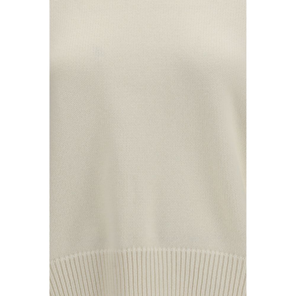 Sweatshirt by Loulou De Saison for women in cashmere merino wool & capra leather white features an provocated silhouette, detailed with a provocated and a refined for a sophisticated aesthetic.