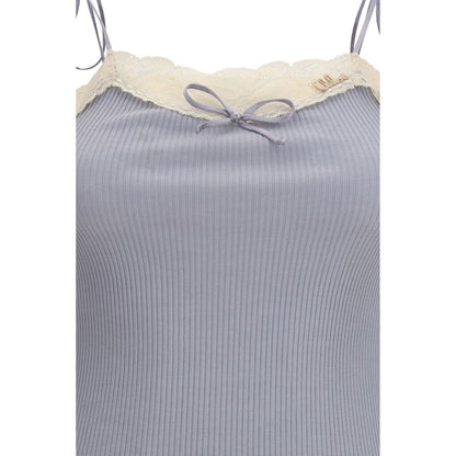 T-Shirt by Chloé for women in cashmere cotton & capra leather blue features a plush silhouette, showcasing a sophisticated and for a truly plush finish.