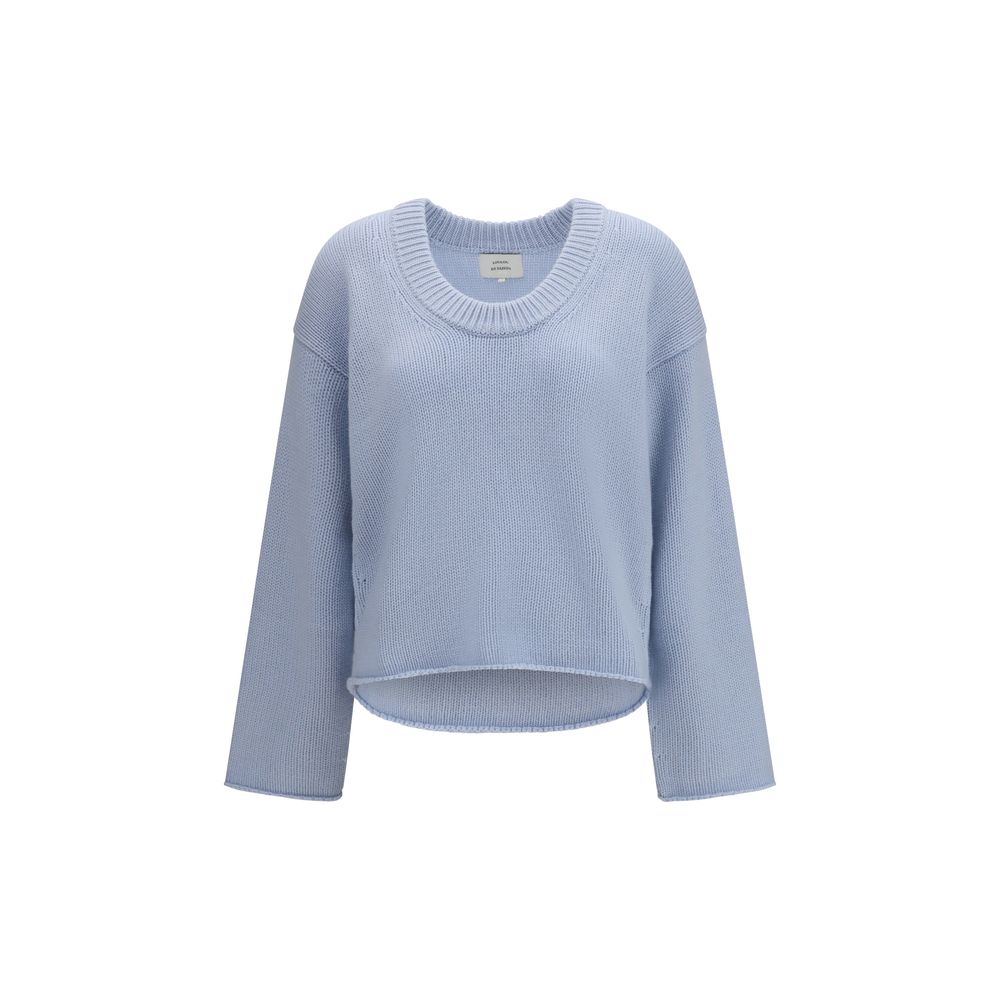 Sweater by Loulou De Saison for women in cashmere & capra leather blue & natural features an polished silhouette, showcasing refined and a sophisticated for a truly polished finish.