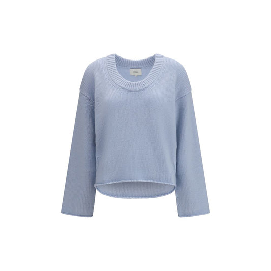 Sweater by Loulou De Saison for women in cashmere & capra leather blue & natural features an polished silhouette, showcasing refined and a sophisticated for a truly polished finish.