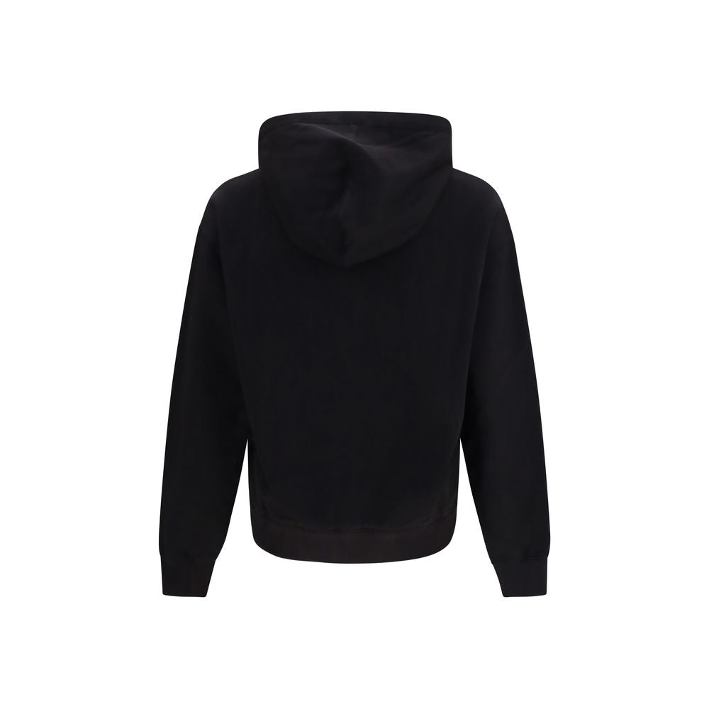 Sweatshirt Hoodie by Dolce & Gabbana for men in cotton satin black features an dramatic silhouette, showcasing a sophisticated hooded neckline and dramatic for a refined, modern aesthetic.
