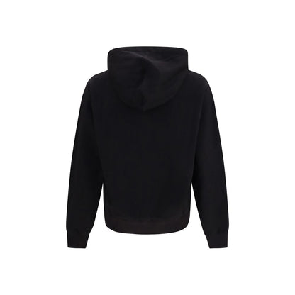 Sweatshirt Hoodie by Dolce & Gabbana for men in cotton satin black features an dramatic silhouette, showcasing a sophisticated hooded neckline and dramatic for a refined, modern aesthetic.