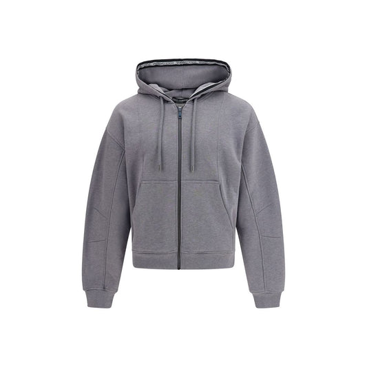 Sweatshirt Hoodie by Dolce & Gabbana for men in cotton gray features an dramatic silhouette, showcasing a sophisticated hooded neckline and dramatic for a refined, modern aesthetic.