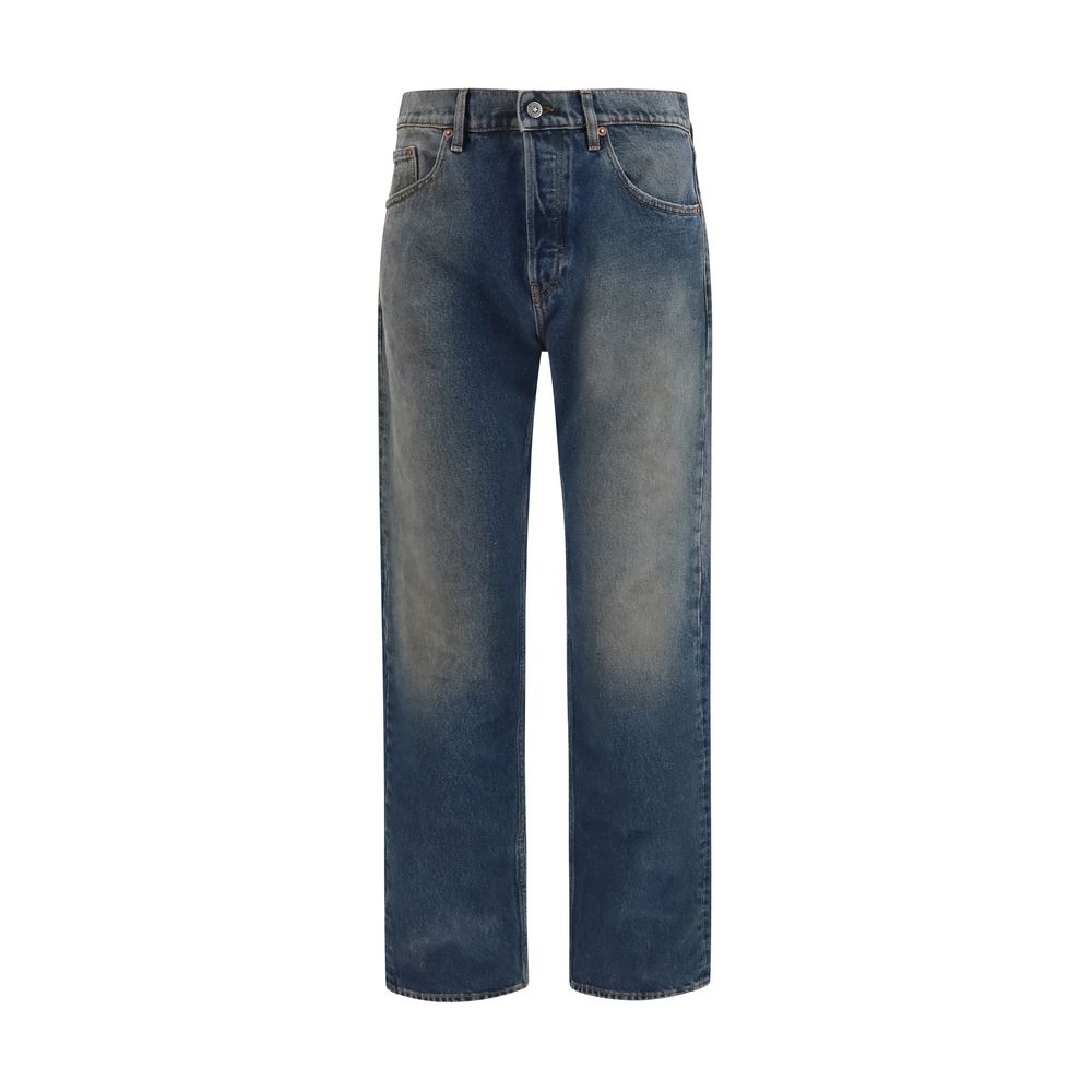 Jeans by Golden Goose for men in denim cotton blue presents a tailored silhouette, showcasing a tailored relaxed-fit & regular-fit and long cut with a refined for a truly tailored aesthetic.
