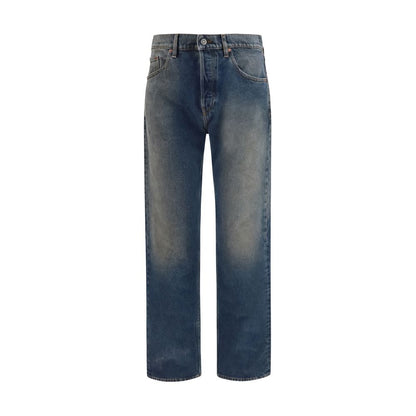 Jeans by Golden Goose for men in denim cotton blue presents a tailored silhouette, showcasing a tailored relaxed-fit & regular-fit and long cut with a refined for a truly tailored aesthetic.