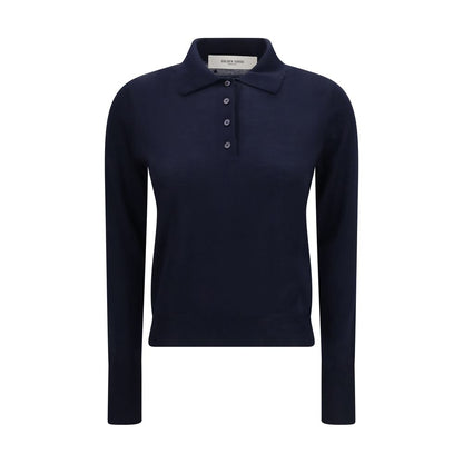 Golden Goose Star Women's Regular Fit Long-Sleeve Merino Wool Polo Shirt - Blue