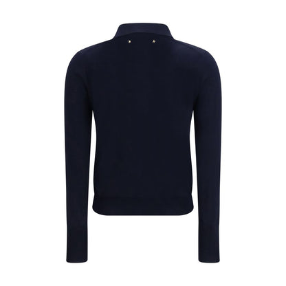 Golden Goose Star Women's Regular Fit Long-Sleeve Merino Wool Polo Shirt - Blue
