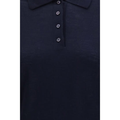 Golden Goose Star Women's Regular Fit Long-Sleeve Merino Wool Polo Shirt - Blue