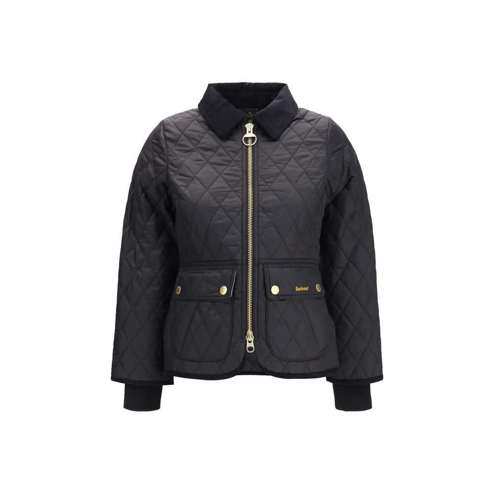 Puffer Jacket by Barbour for women in polyester polyamide corduroy black & patterned showcases a bohemian silhouette, artfully detailed with a bohemian and signature pockets & insulated for a truly bohemian finish.