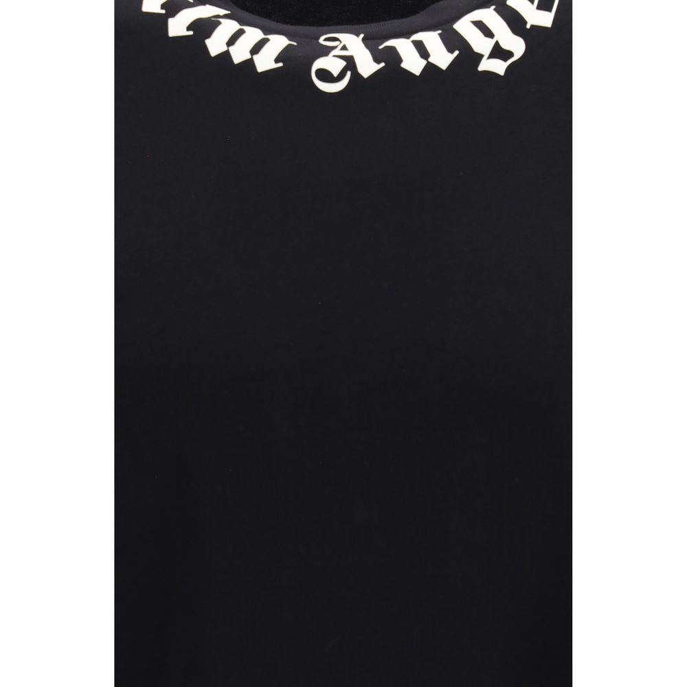 T-Shirt by Palm Angels for men in cotton black showcases a unassuming silhouette, artfully detailed with a refined crew neckline and unassuming for a sophisticated, contemporary look.