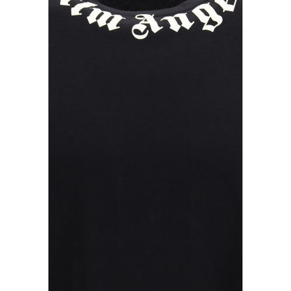 T-Shirt by Palm Angels for men in cotton black showcases a unassuming silhouette, artfully detailed with a refined crew neckline and unassuming for a sophisticated, contemporary look.