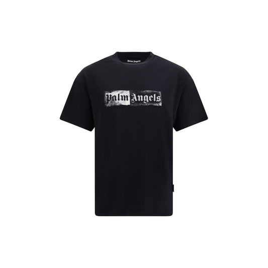 T-Shirt by Palm Angels for men in cotton black & print features a plush silhouette, showcasing a sophisticated crew neckline and short-sleeve for a truly plush finish.