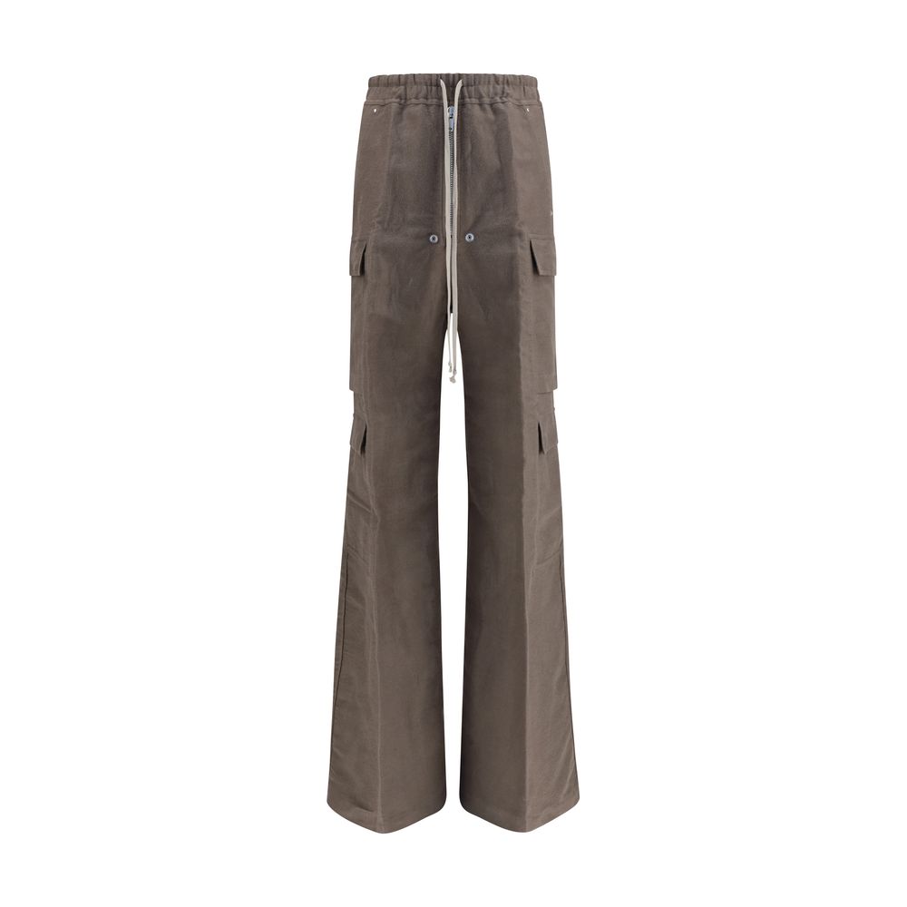 Cargo Pants by Rick Owens for men in wool cotton & ramie gray presents a on trend silhouette, artfully finished with a on trend regular-fit & wide, long, and for a sophisticated look.