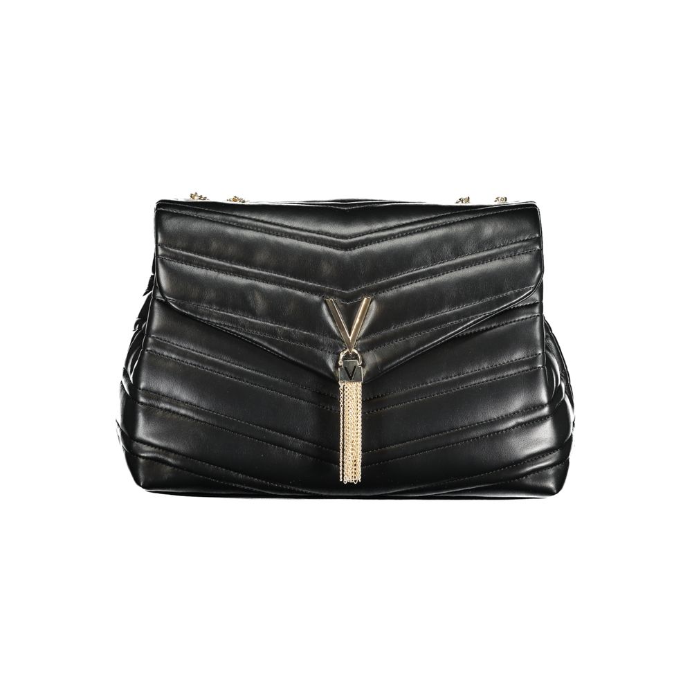 Shoulder Handbag by Mario Valentino for women in polyurethane black features an refined silhouette, showcasing a secure , ample built-in-compartments & internal-pockets, and versatile shoulder-strap for a sophisticated refined aesthetic.