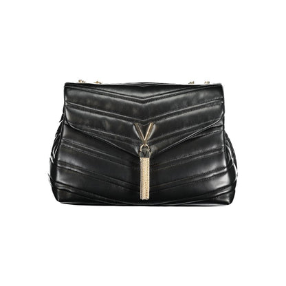 Shoulder Handbag by Mario Valentino for women in polyurethane black features an refined silhouette, showcasing a secure , ample built-in-compartments & internal-pockets, and versatile shoulder-strap for a sophisticated refined aesthetic.