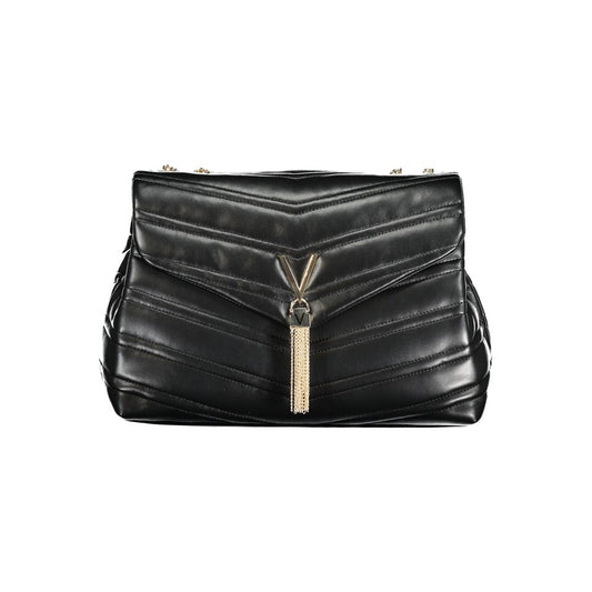 Shoulder Handbag by Mario Valentino for women in polyurethane black features an refined silhouette, showcasing a secure , ample built-in-compartments & internal-pockets, and versatile shoulder-strap for a sophisticated refined aesthetic.