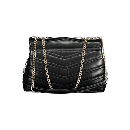 Shoulder Handbag by Mario Valentino for women in polyurethane black features a refined silhouette, showcasing a secure , organized built-in-compartments & internal-pockets, and versatile shoulder-strap for a refined finish.