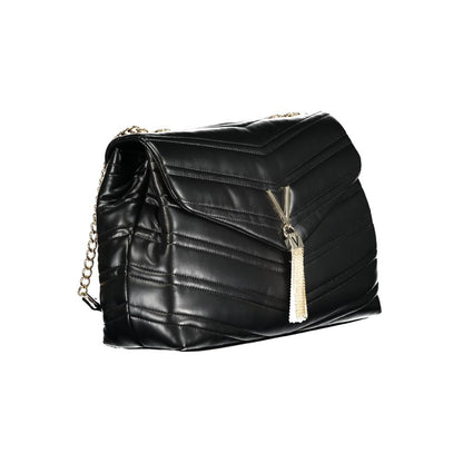 This Shoulder Handbag by Mario Valentino for women in polyurethane and black presents a sculptural silhouette featuring a secure , ample built-in-compartments & internal-pockets, and versatile shoulder-strap for a sculptural finish.