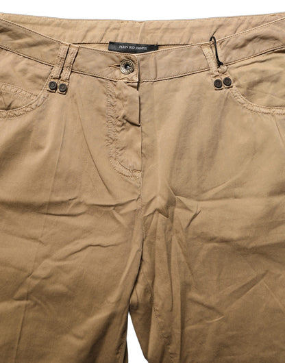 PLEIN SUD Brown Straight Cotton Stretch Chino Pants