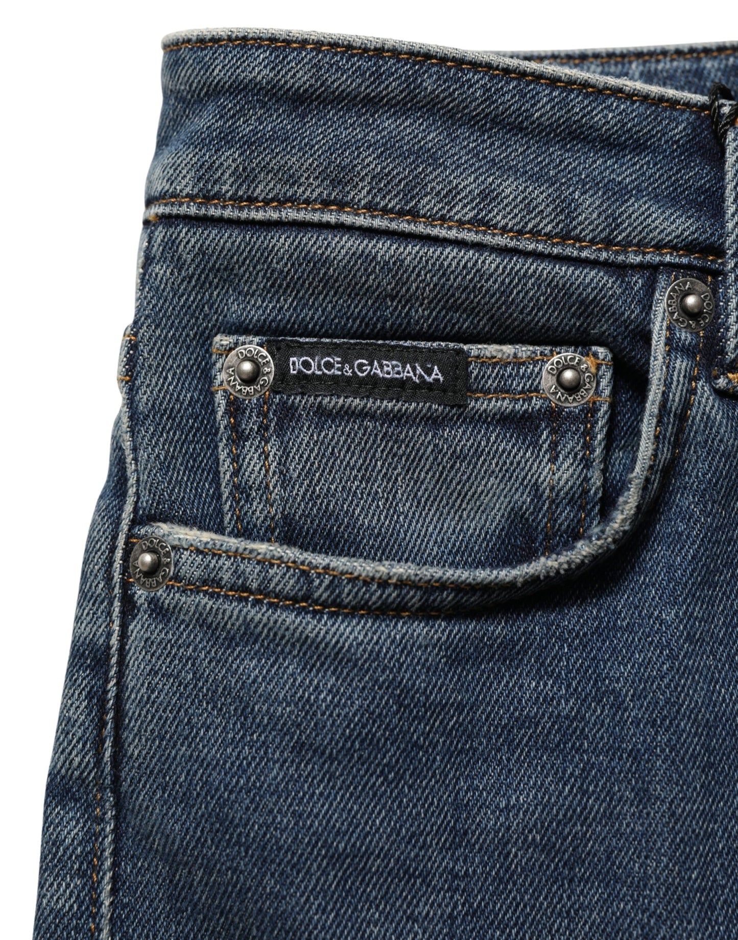 Dolce & Gabbana Blue Cotton Stretch Skinny Denim Trouser Jeans