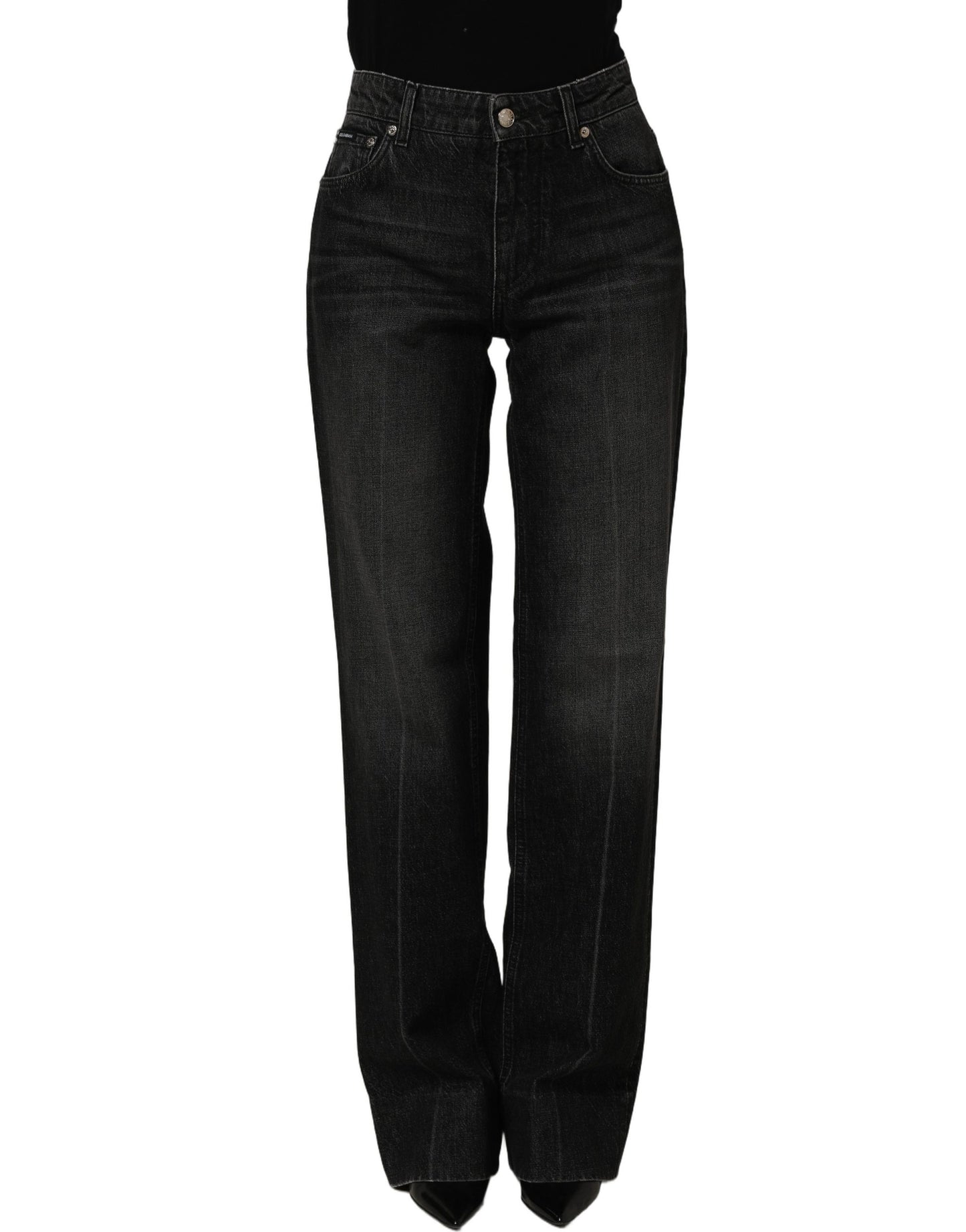 Dolce & Gabbana Black Cotton Stretch Straight Denim Jeans