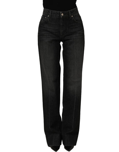 Dolce & Gabbana Black Cotton Stretch Straight Denim Jeans