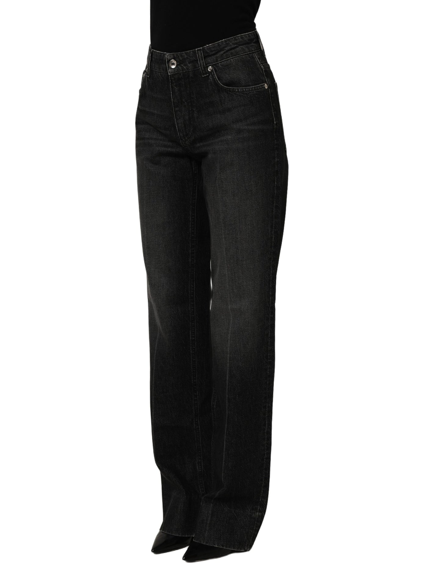 Dolce & Gabbana Black Cotton Stretch Straight Denim Jeans