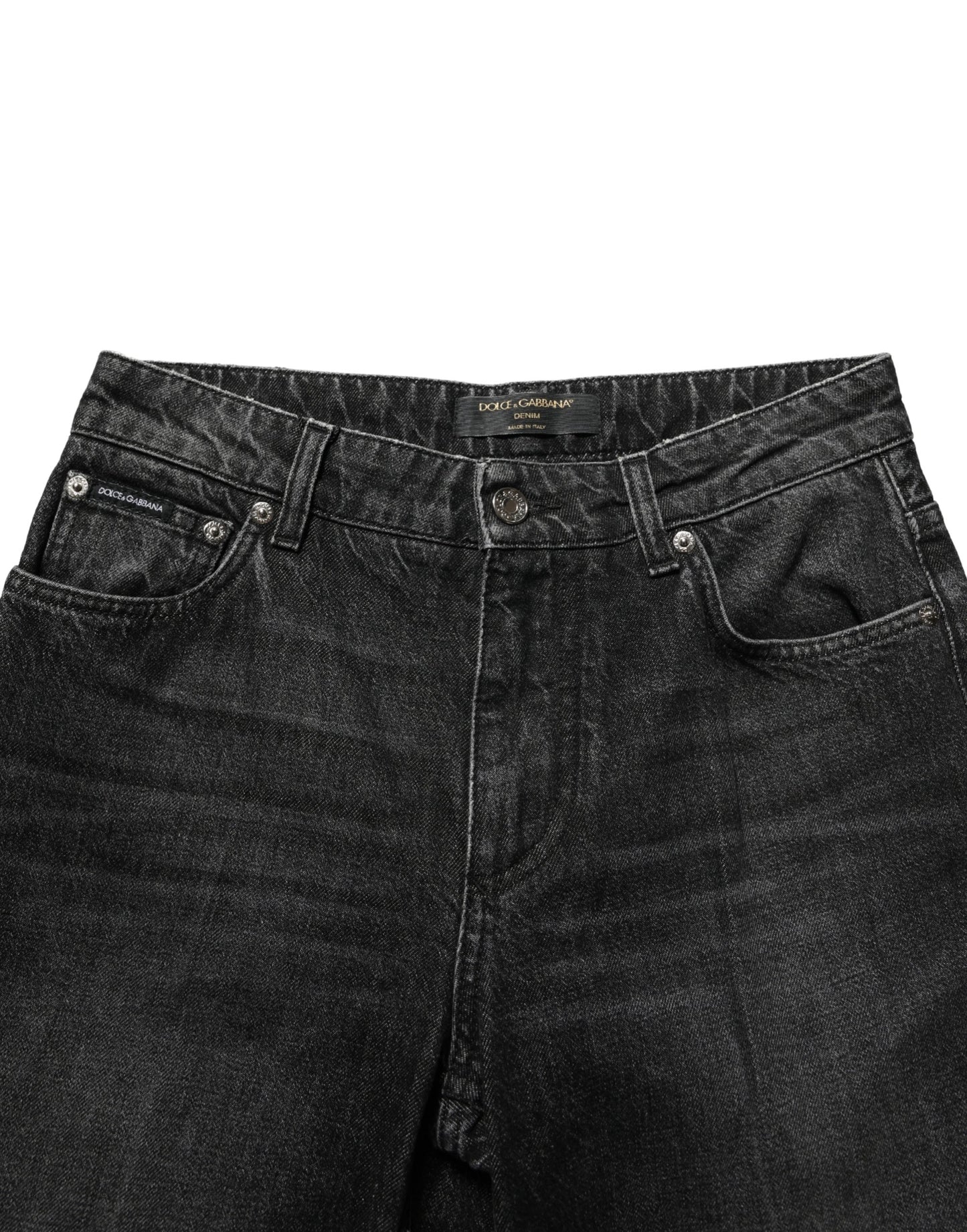 Dolce & Gabbana Black Cotton Stretch Straight Denim Jeans
