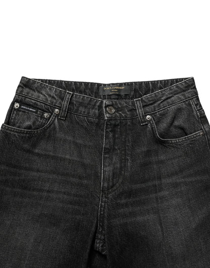 Dolce & Gabbana Black Cotton Stretch Straight Denim Jeans