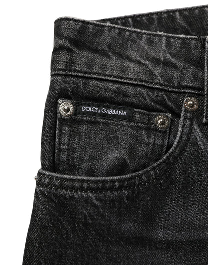 Dolce & Gabbana Black Cotton Stretch Straight Denim Jeans